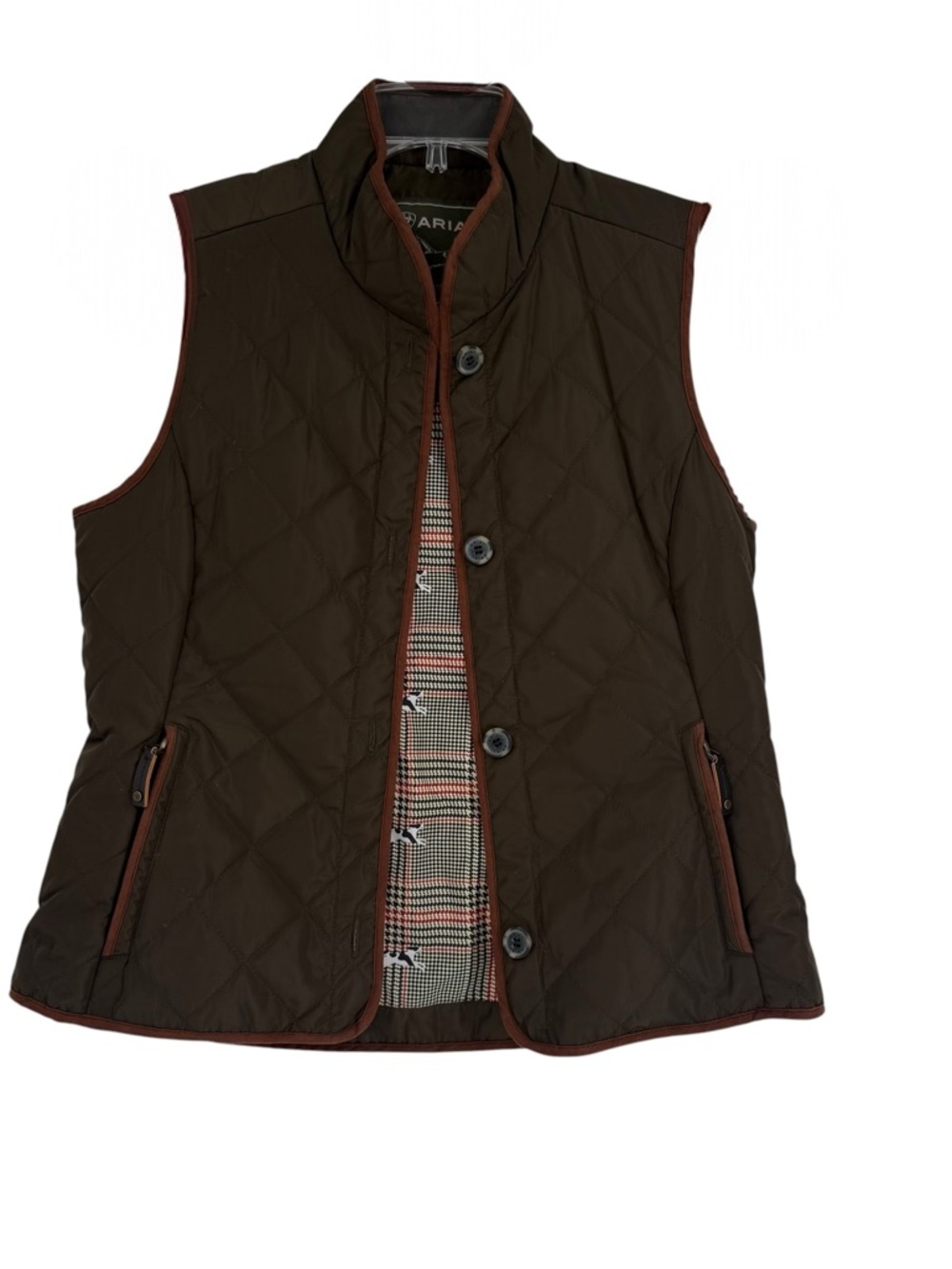 Ariat Brown Quilted Vest with Brown Trim